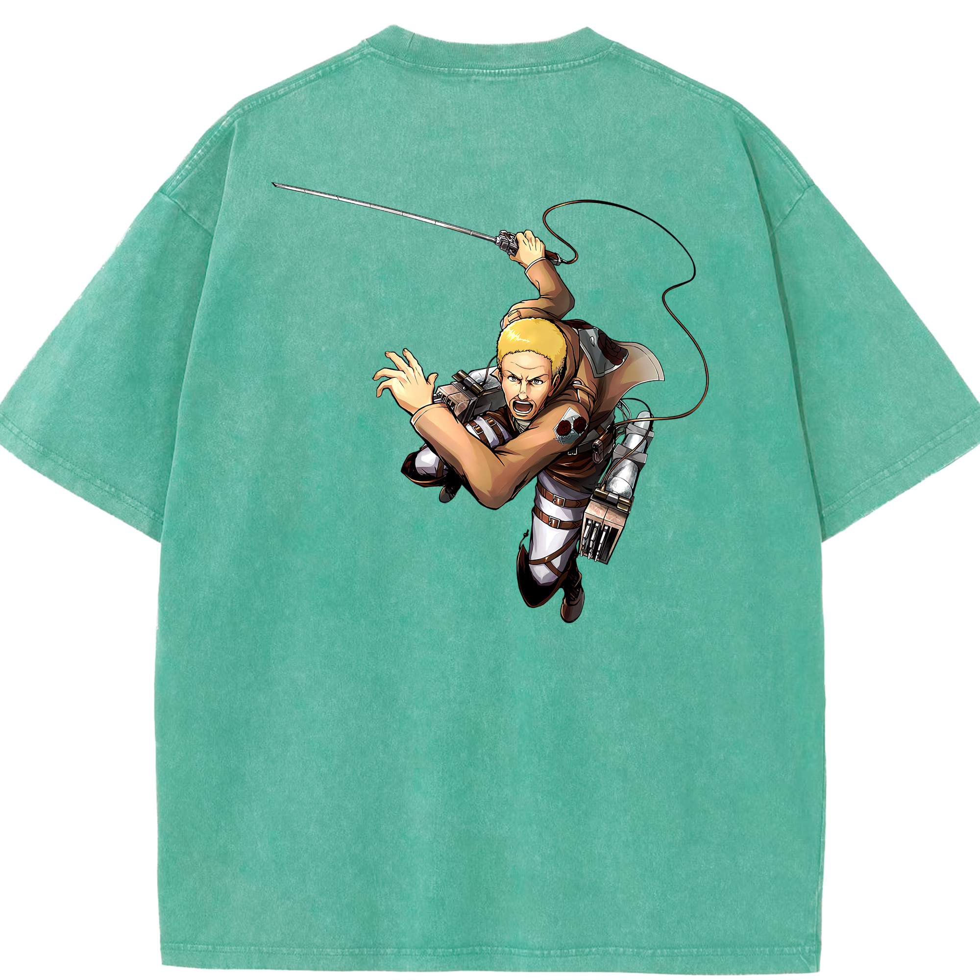 （画像用） 進撃の巨人 ハンネス Attack on Titan Hannes 綿100% ヴィンテージ風 半袖Tシャツ（背面プリント）